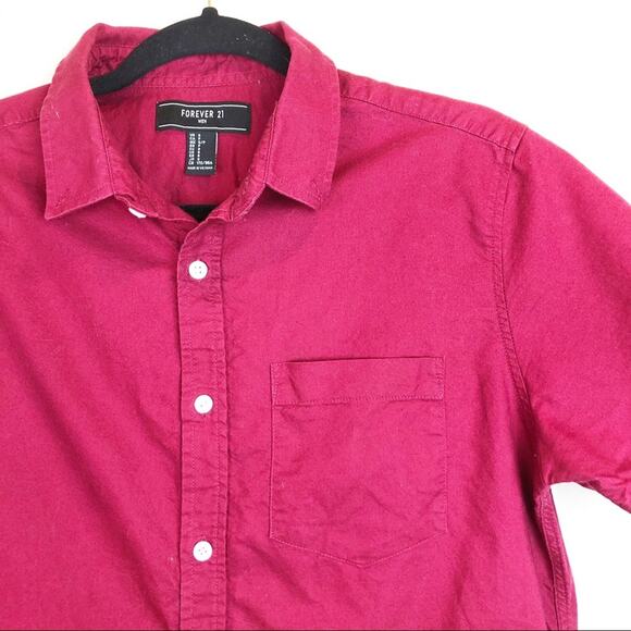 ⭐Forever21 Men's Red Button Up Shirt - Picture 1 of 5